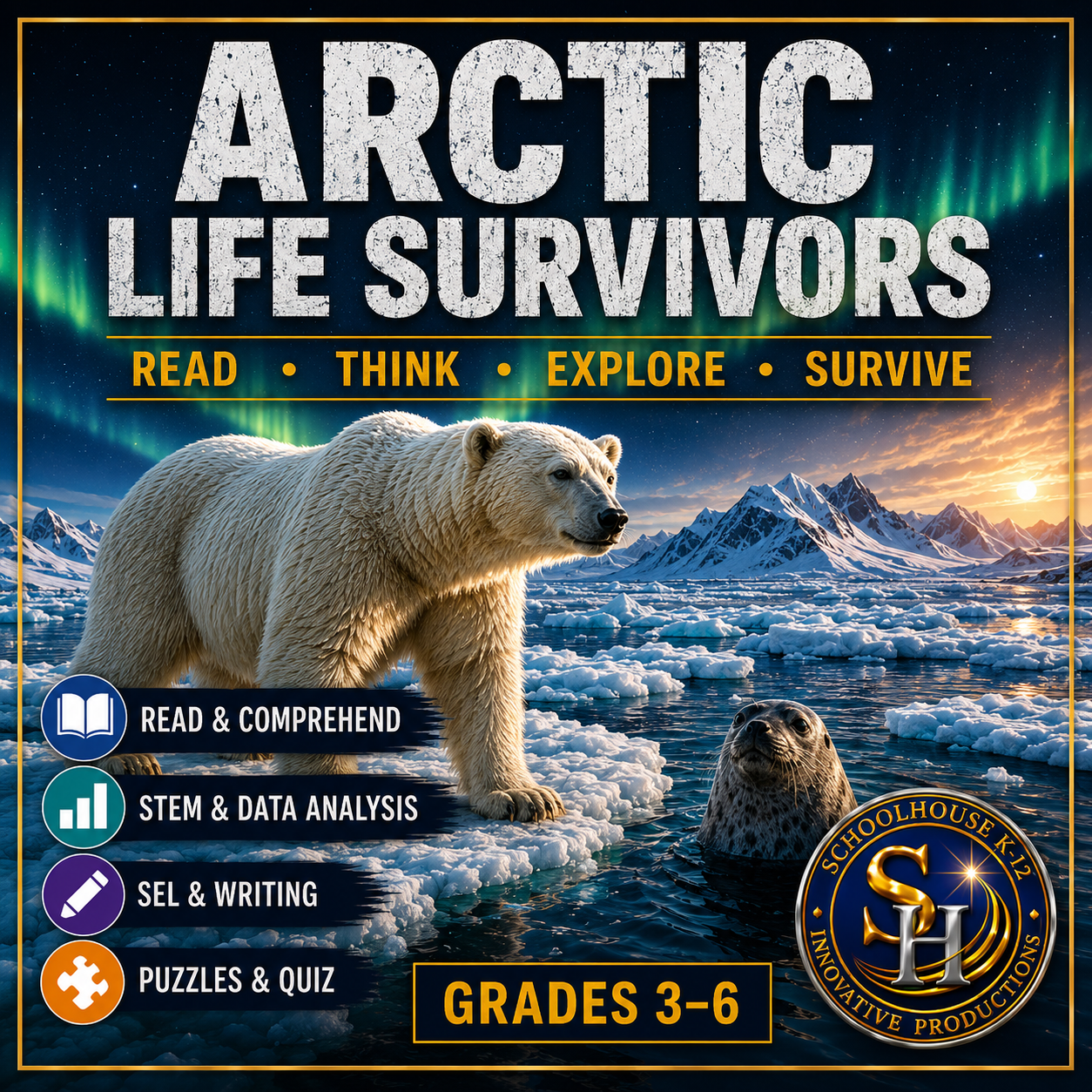 Arctic Life Survivors 1-Day Lesson Plans cover, Grades 3rd–6th