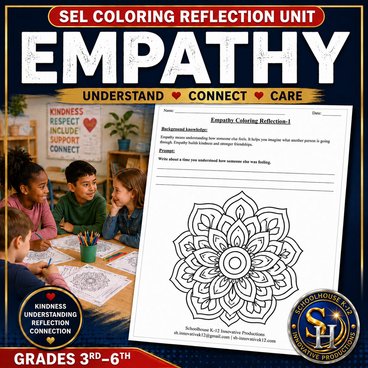 SEL Coloring Reflection Unit: Empathy, Grades 3rd–6th
